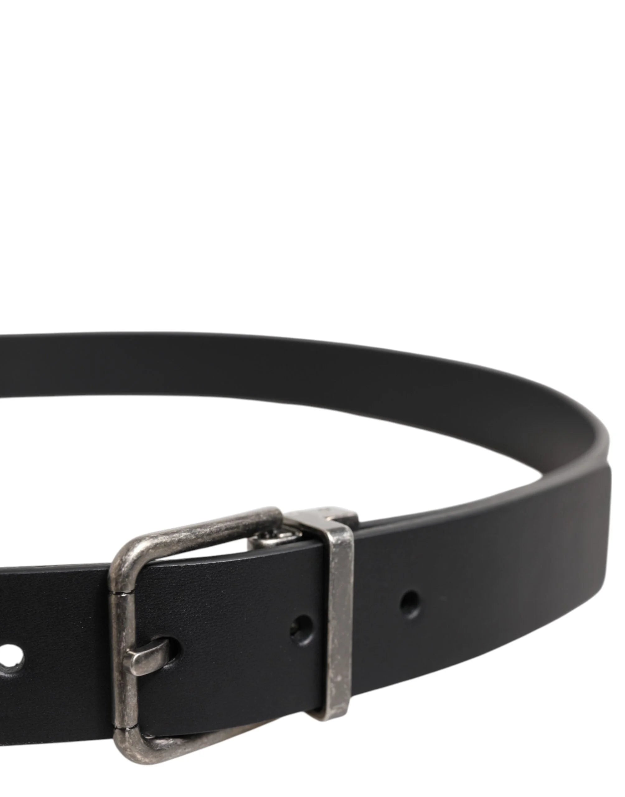 Dolce & Gabbana Black Classic Leather Metal Buckle Belt - Belts