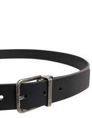 Dolce & Gabbana Black Classic Leather Metal Buckle Belt - Belts