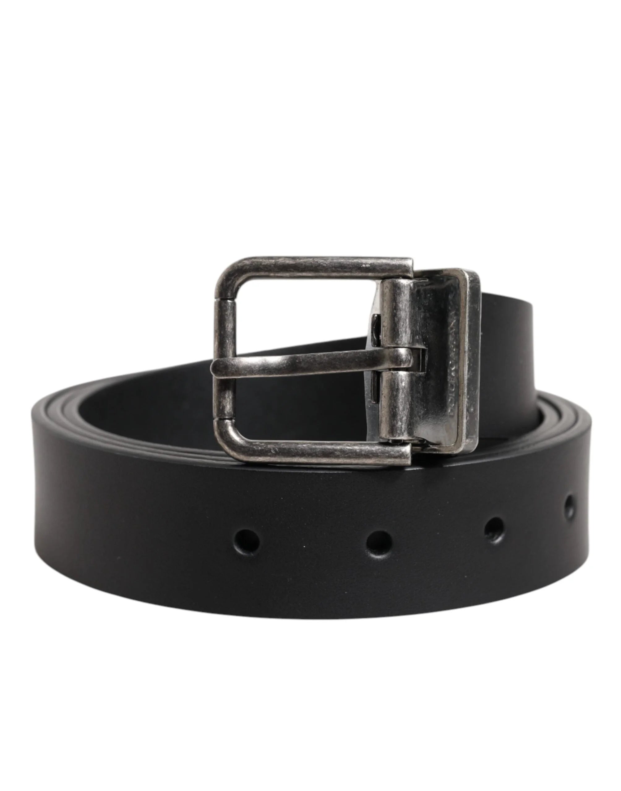 Dolce & Gabbana Black Classic Leather Metal Buckle Belt - Belts
