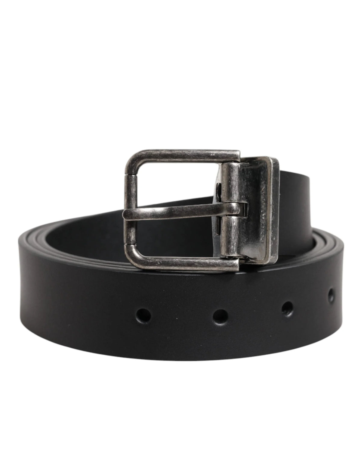 Dolce & Gabbana Black Classic Leather Metal Buckle Belt - Belts