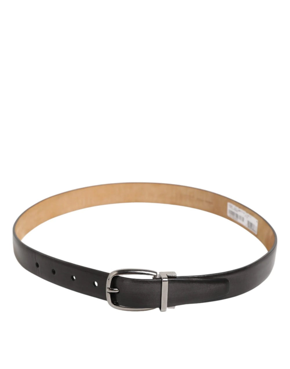 Dolce & Gabbana Black Classic Leather Silver-Tone Buckle Belt - 80 cm / 32 Inches - Belts