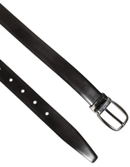 Dolce & Gabbana Black Classic Leather Silver-Tone Buckle Belt - 80 cm / 32 Inches - Belts
