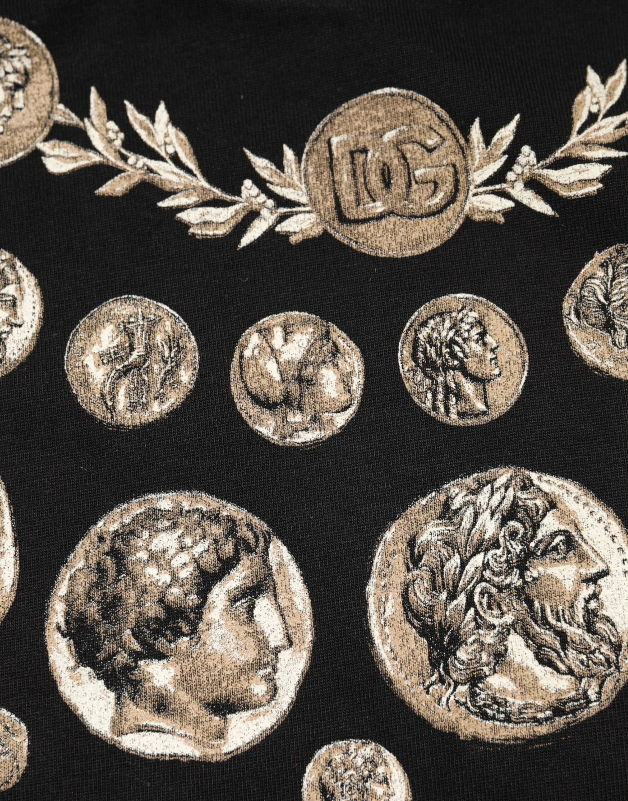 Dolce & Gabbana Black Coin Print Cotton Crew Neck T-shirt - T-Shirts