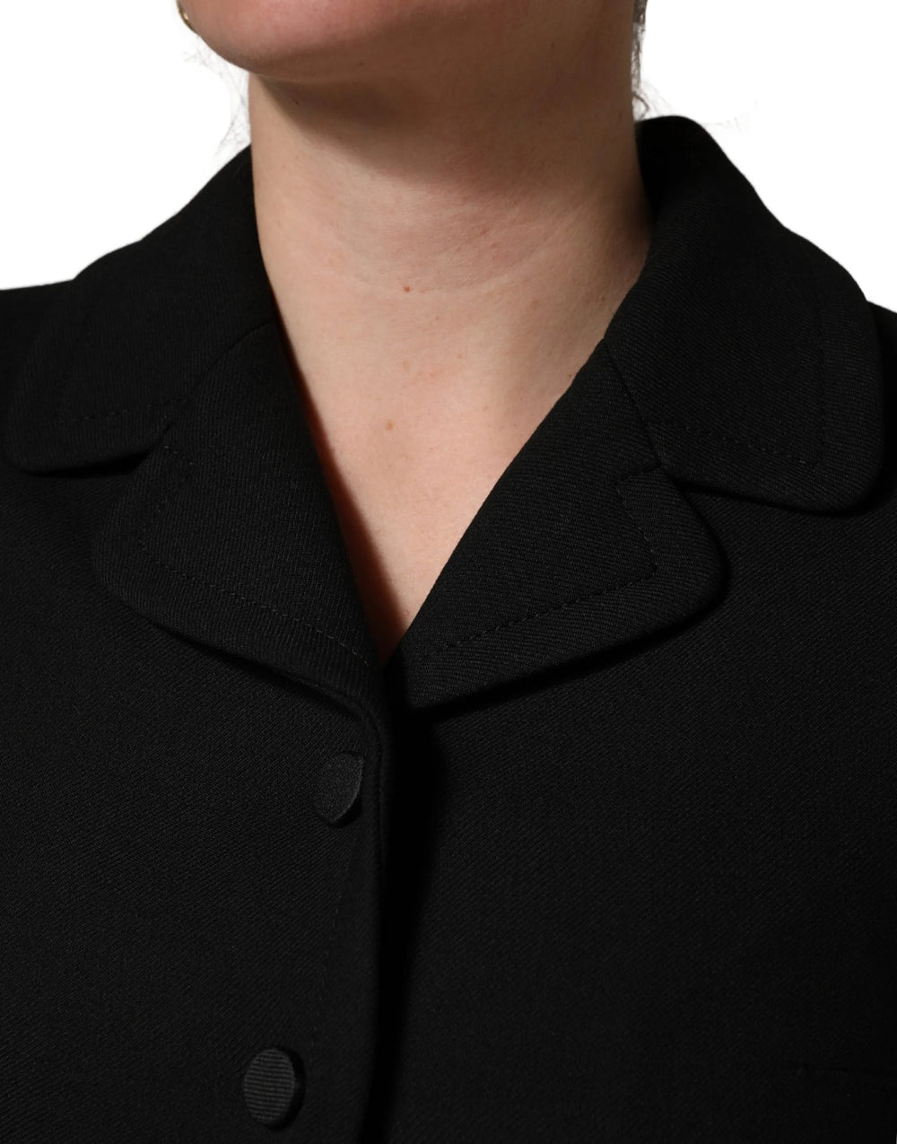 Dolce & Gabbana Blouse courte à manches courtes et col noir - IT36|XXS