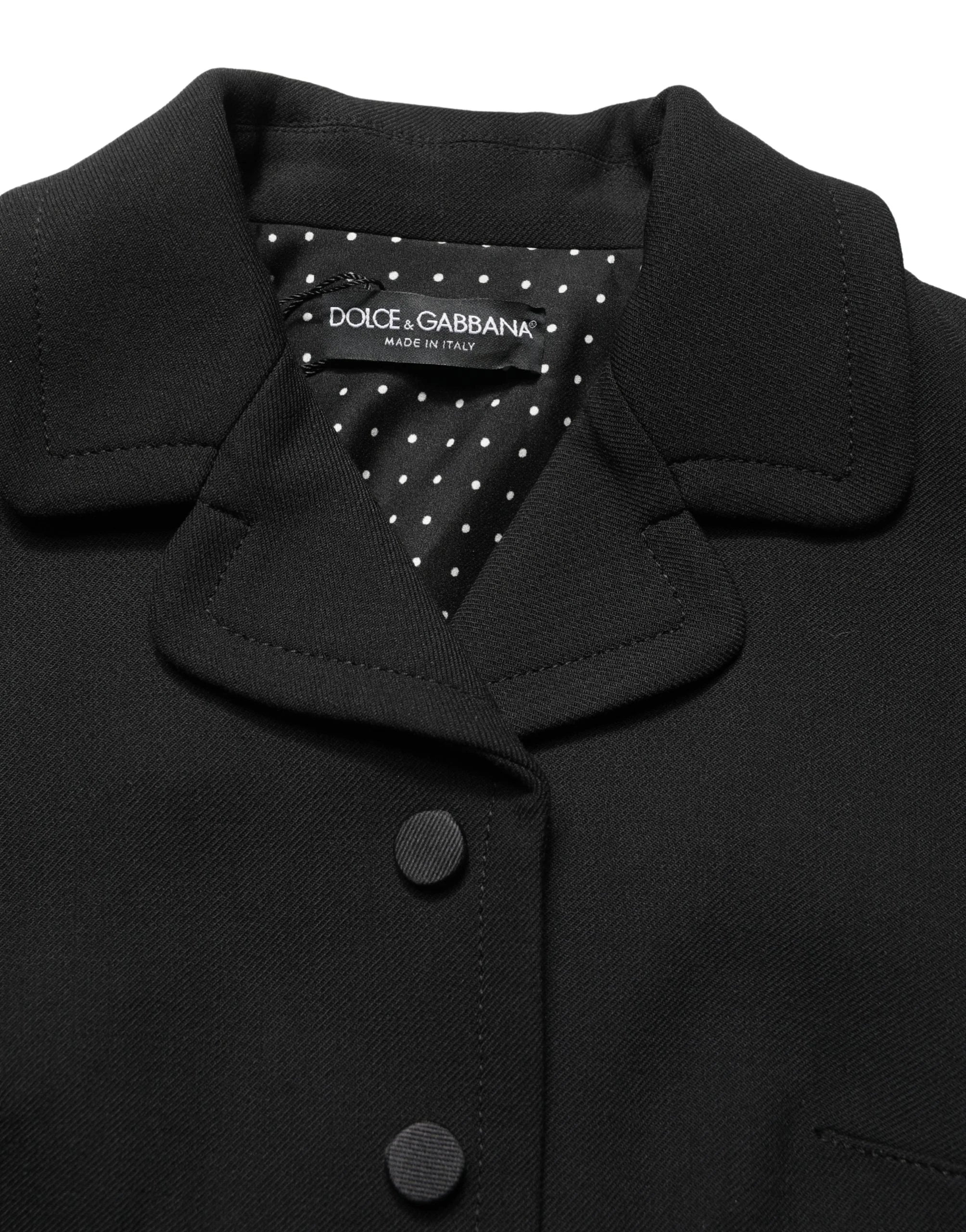 Dolce & Gabbana Blouse à col et manches courtes croisée noire - IT36|XXS