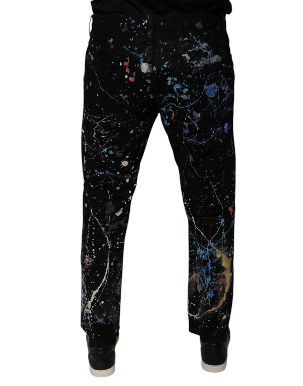 Dolce & Gabbana Black Color Splash Cotton Skinny Denim Jeans - IT48 | M - Jeans