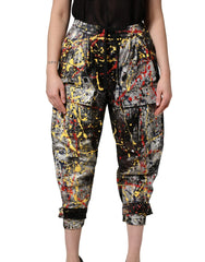 Dolce & Gabbana Svarta Cargo Cropped Pants med ColorSplash-effekt - IT44|L