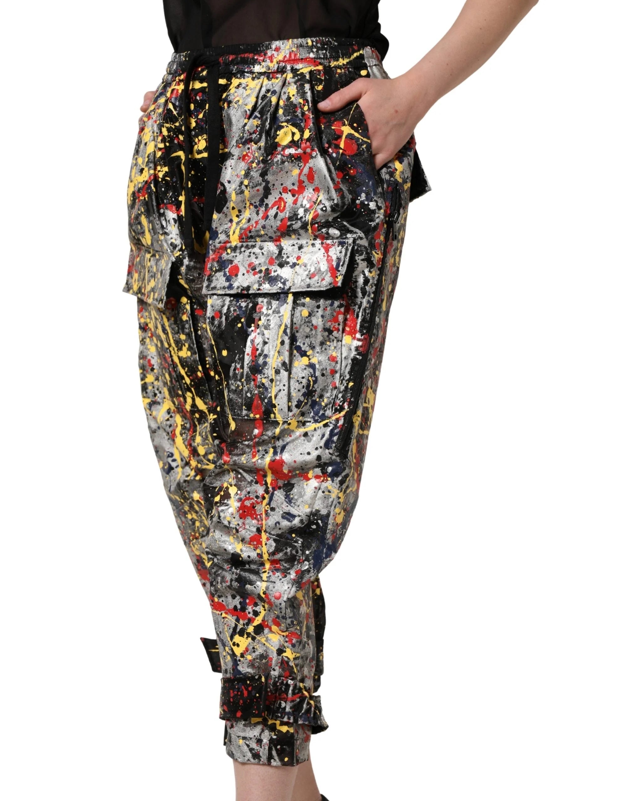 Dolce & Gabbana Cargobyxor, cropped, med svart ColorSplash-effekt - IT44|L