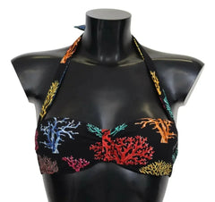Dolce & Gabbana Black Corals Print Swimsuit Beachwear Bikini Top - IT1 | XS - Swimwear Tops