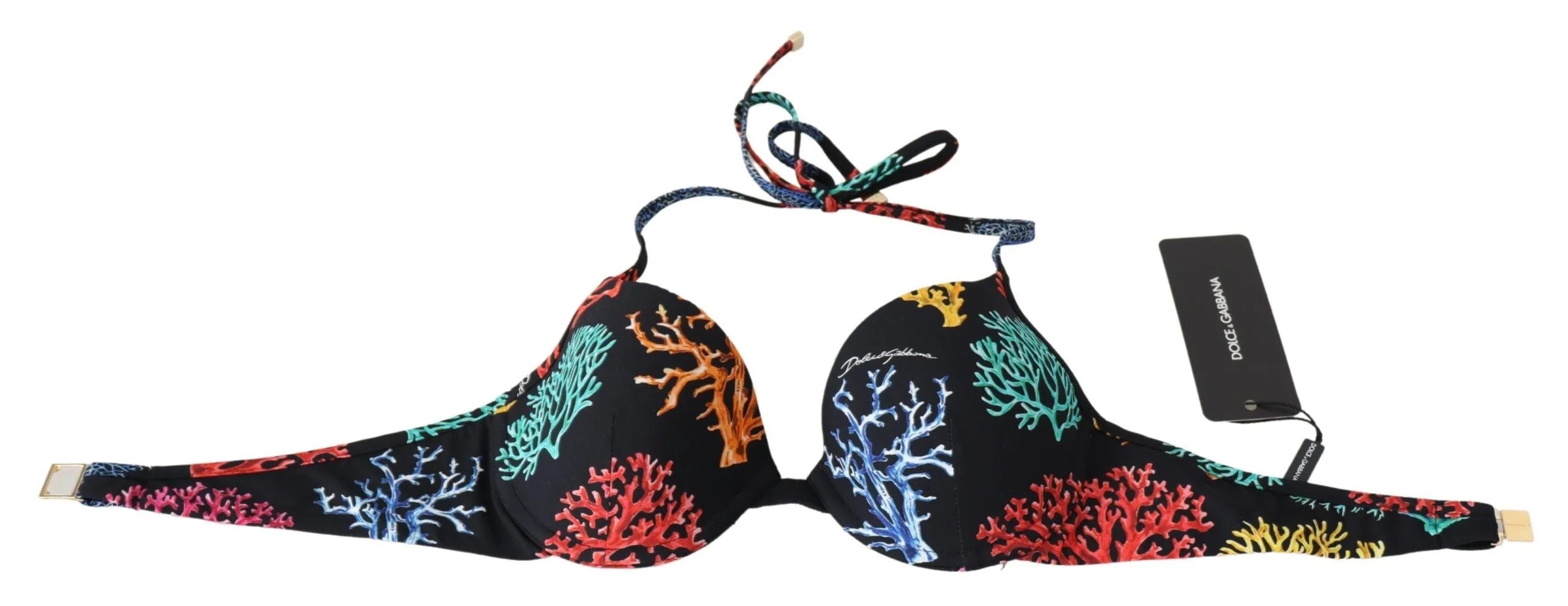 Dolce & Gabbana Black Corals Print Women Beachwear Bikini Tops - IT1 | XS - Swimwear Tops