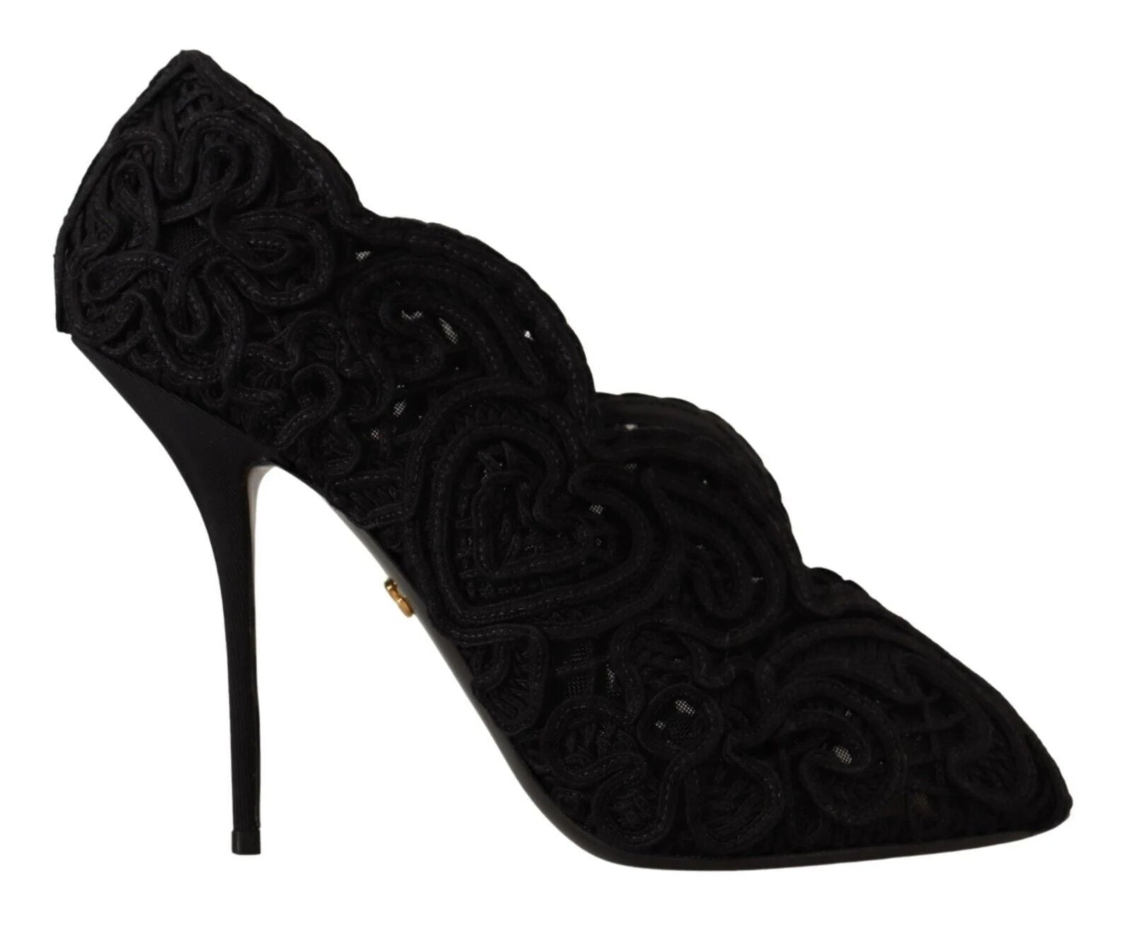 Dolce & Gabbana Black Cordonetto Ricamo Pump Open Toe Shoes - EU40/US9.5 - Heels