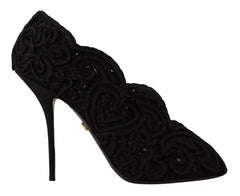 Dolce & Gabbana Black Cordonetto Ricamo Pump Open Toe Shoes - EU40/US9.5 - Heels