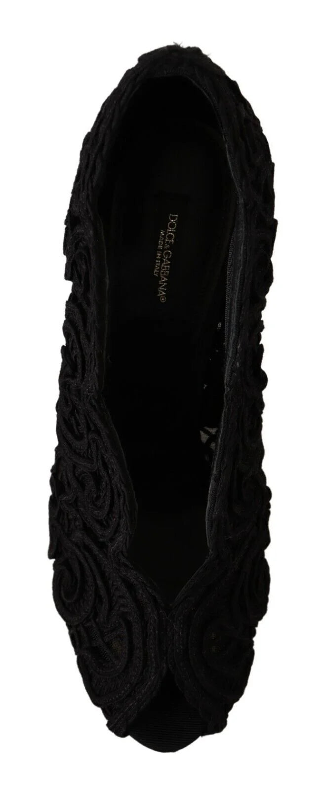 Dolce & Gabbana Black Cordonetto Ricamo Pump Open Toe Shoes - EU40/US9.5 - Heels