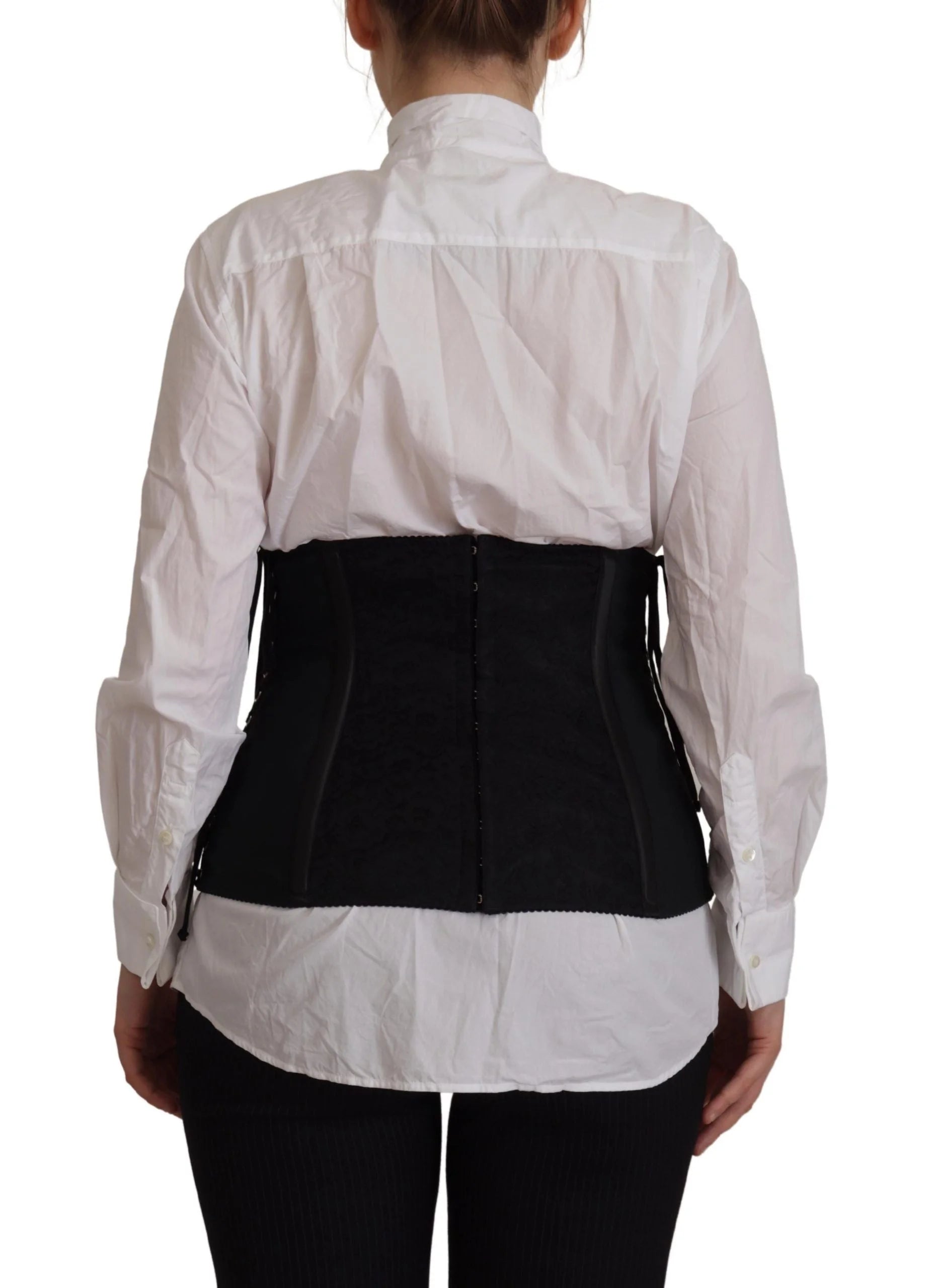 Dolce & Gabbana Black Corset Belt Stretch Waist Strap Top - IT44|L - Blouses