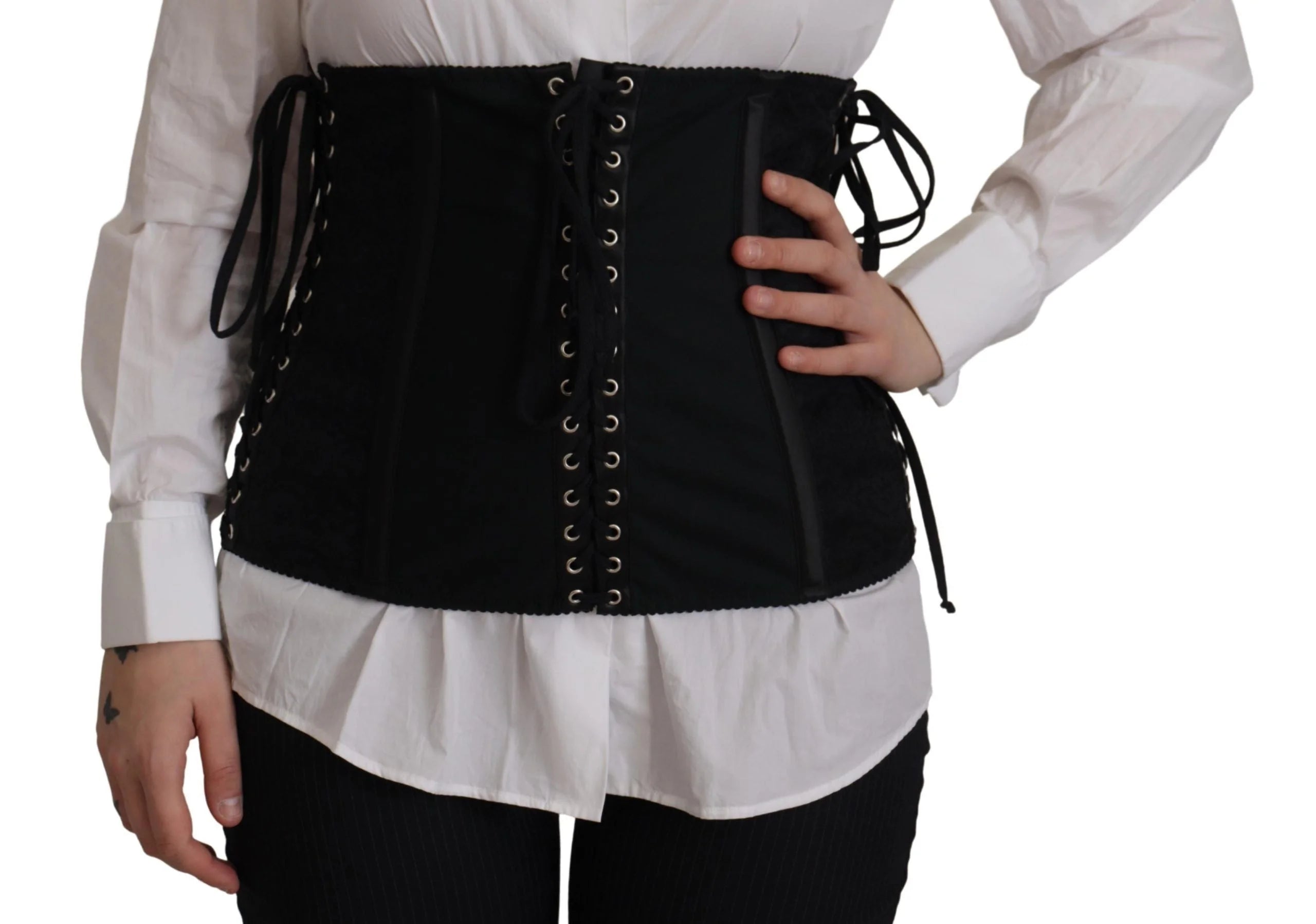 Dolce & Gabbana Black Corset Belt Stretch Waist Strap Top - IT44|L