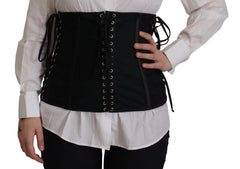 Dolce & Gabbana Black Corset Belt Stretch Waist Strap Top - IT44|L
