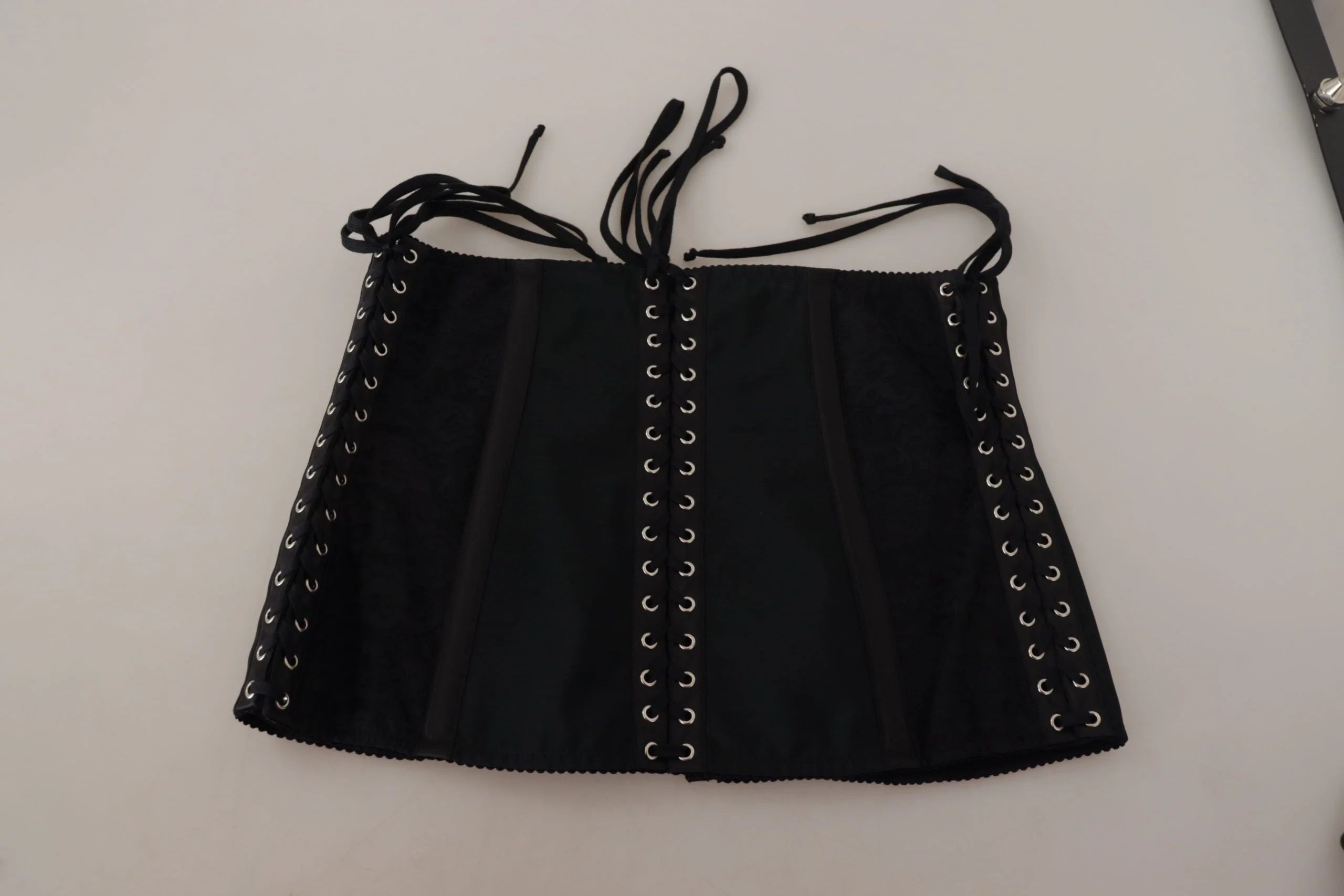 Dolce & Gabbana Black Corset Belt Stretch Waist Strap Top - IT44|L