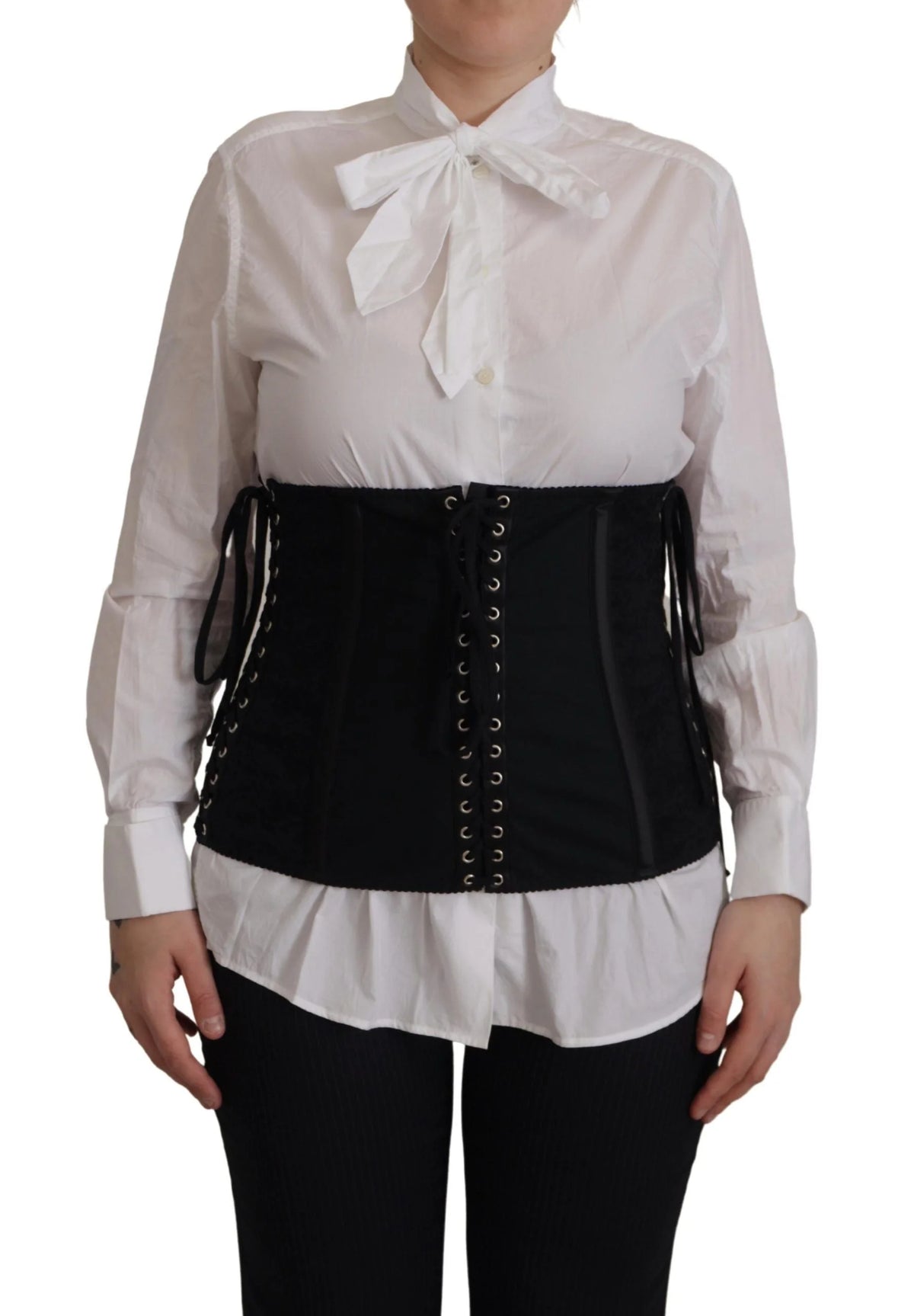 Dolce & Gabbana Black Corset Belt Stretch Waist Strap Top - IT44|L