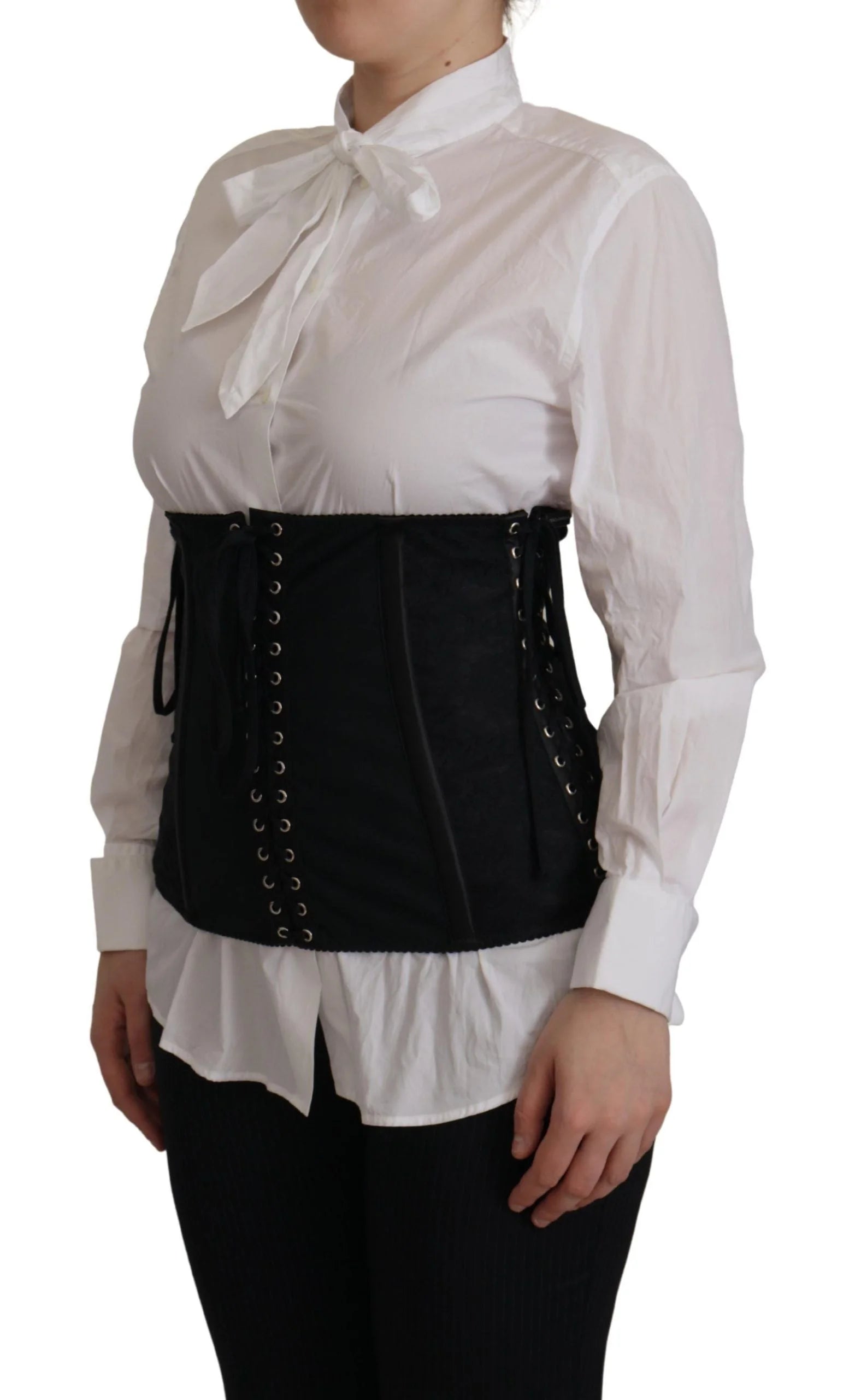 Dolce & Gabbana Black Corset Belt Stretch Waist Strap Top - IT44|L