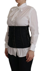 Dolce & Gabbana Black Corset Belt Stretch Waist Strap Top - IT44|L