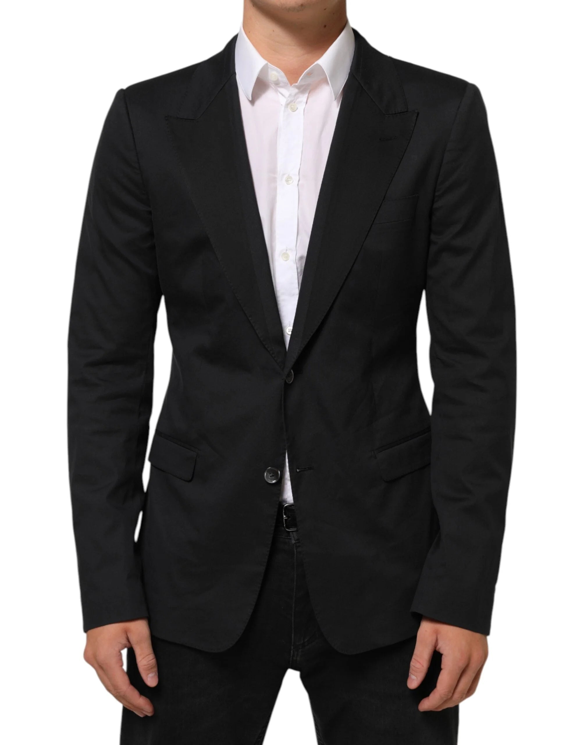 Dolce & Gabbana Black Cotton 2 Buttons Suit Jacket Blazer - IT52 | XL - Sport Jackets