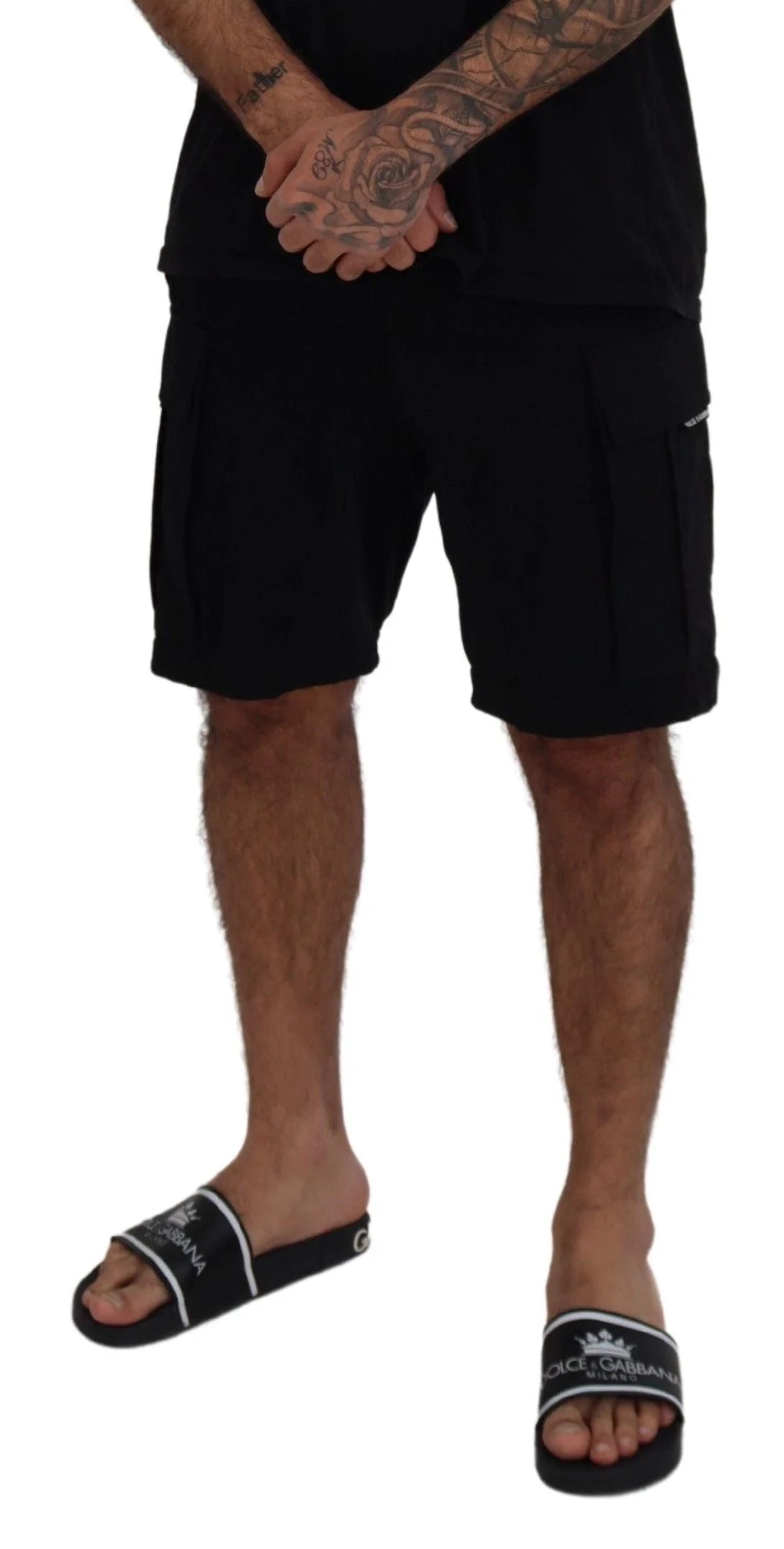 Dolce & Gabbana Black Cotton Bermuda Cargo Shorts - IT44 | S - Bermudas