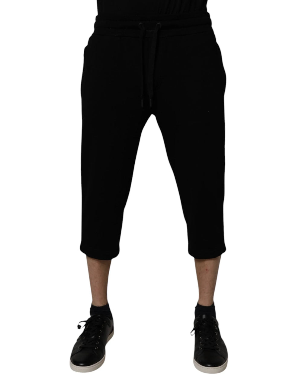 Dolce & Gabbana Black Cotton Blend Cropped Sweatpants Pants - IT50 | L - Sweatpants