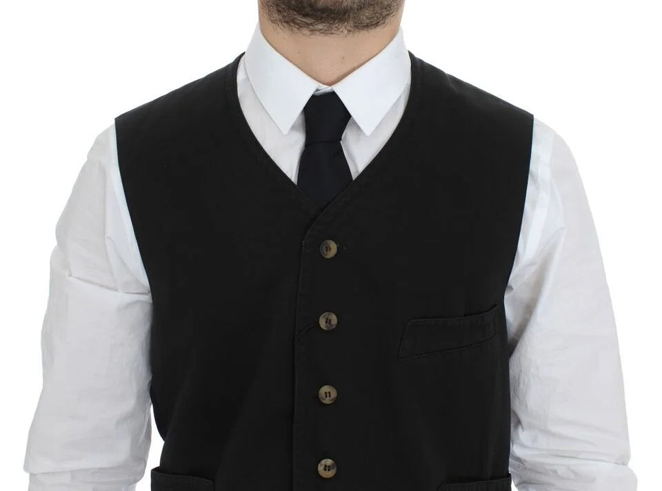 Dolce & Gabbana Black Cotton Blend Dress Vest Gilet - Vests