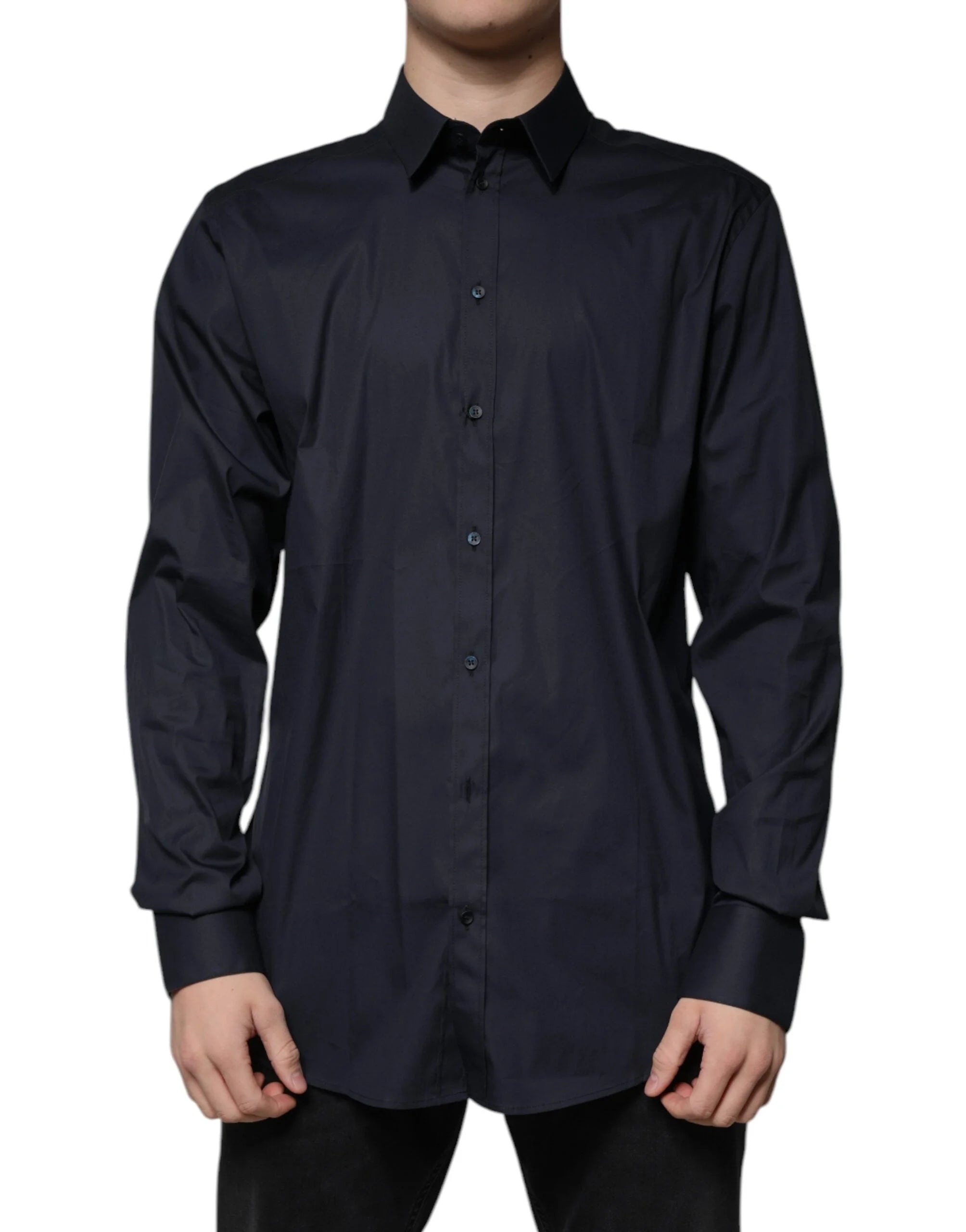 Dolce & Gabbana Black Cotton Blend Formal GOLD Dress Shirt - Shirts