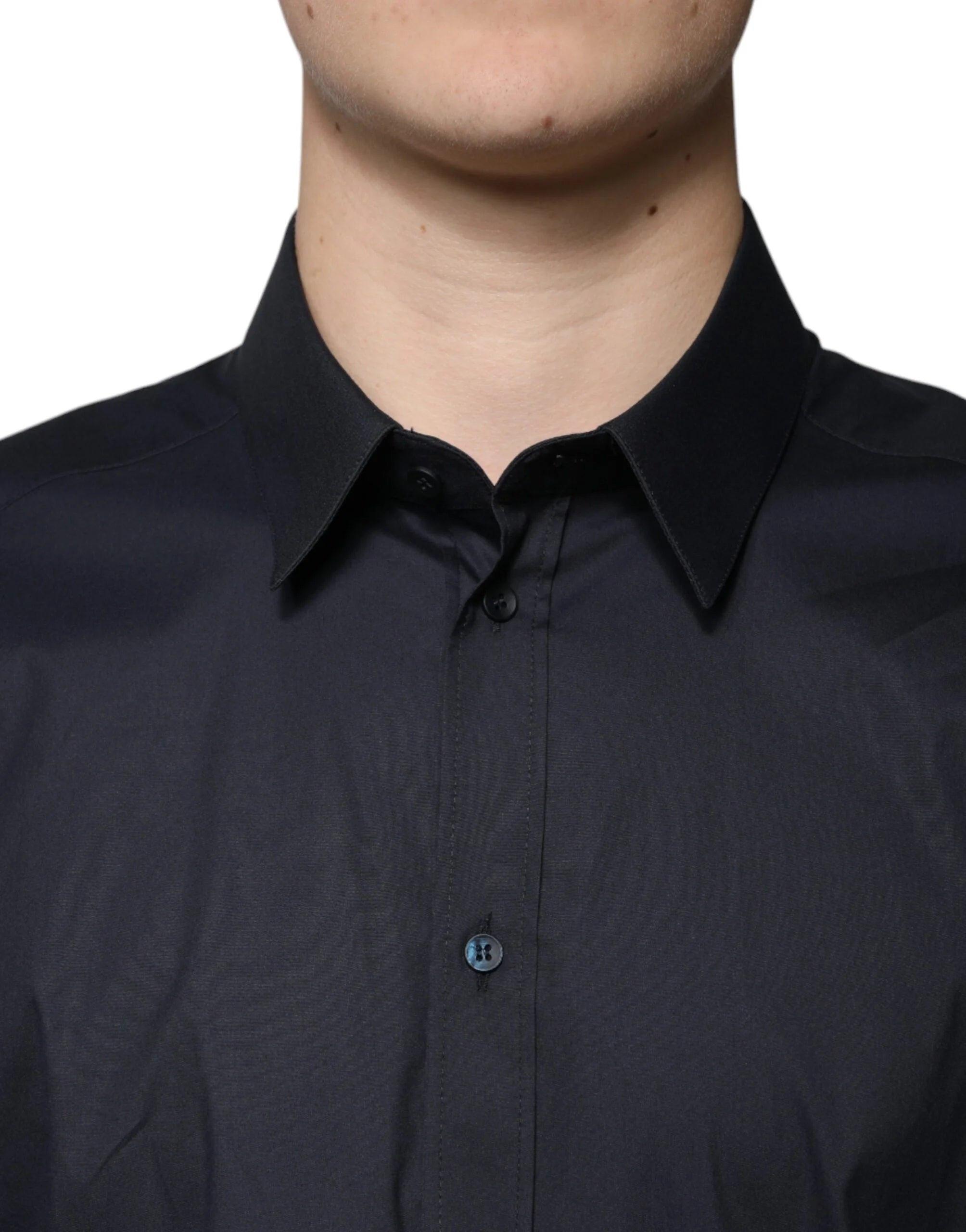 Dolce & Gabbana Black Cotton Blend Formal GOLD Dress Shirt - Shirts