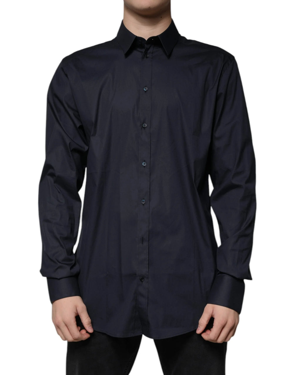 Dolce & Gabbana Black Cotton Blend Formal GOLD Dress Shirt - Shirts