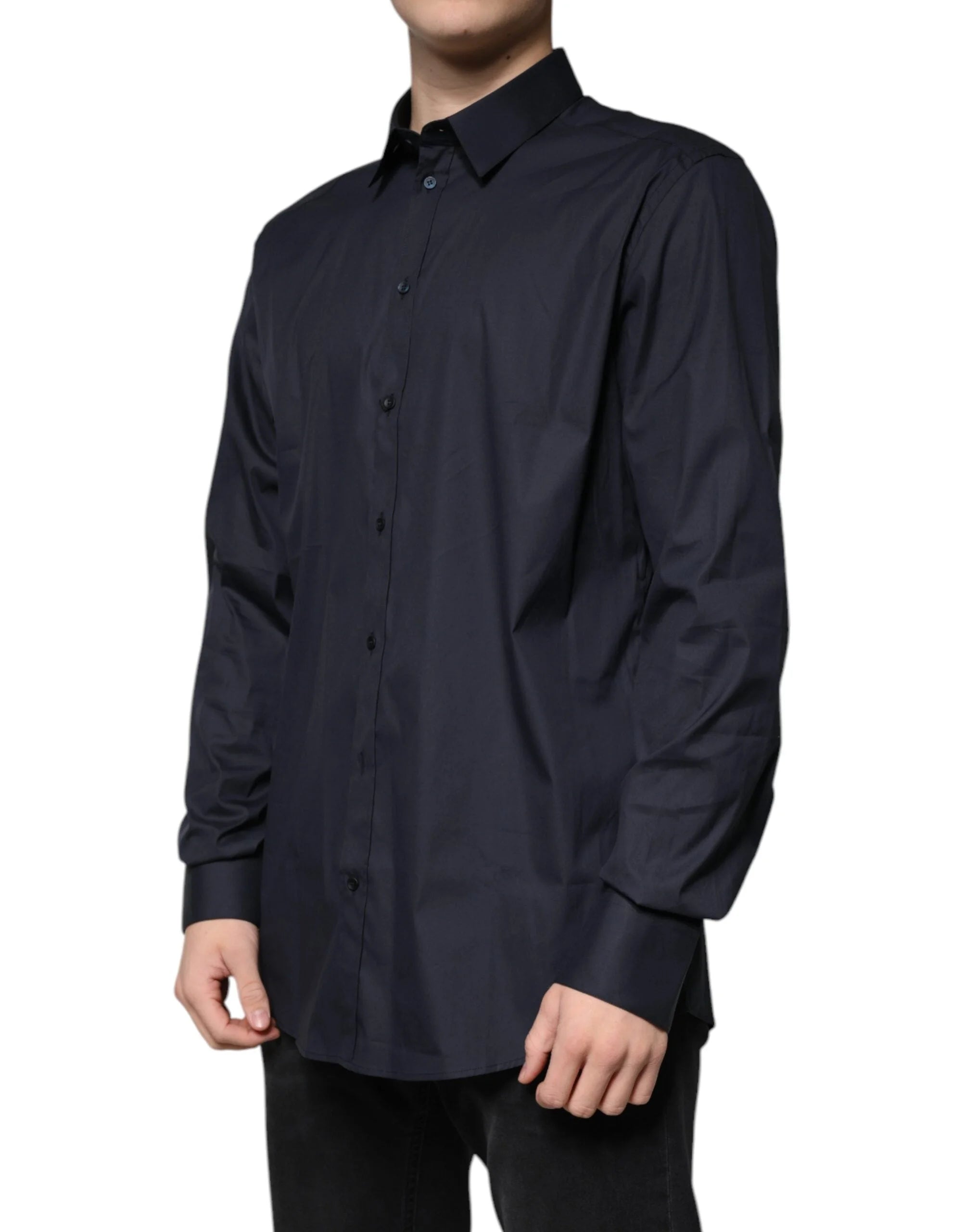 Dolce & Gabbana Black Cotton Blend Formal GOLD Dress Shirt - Shirts