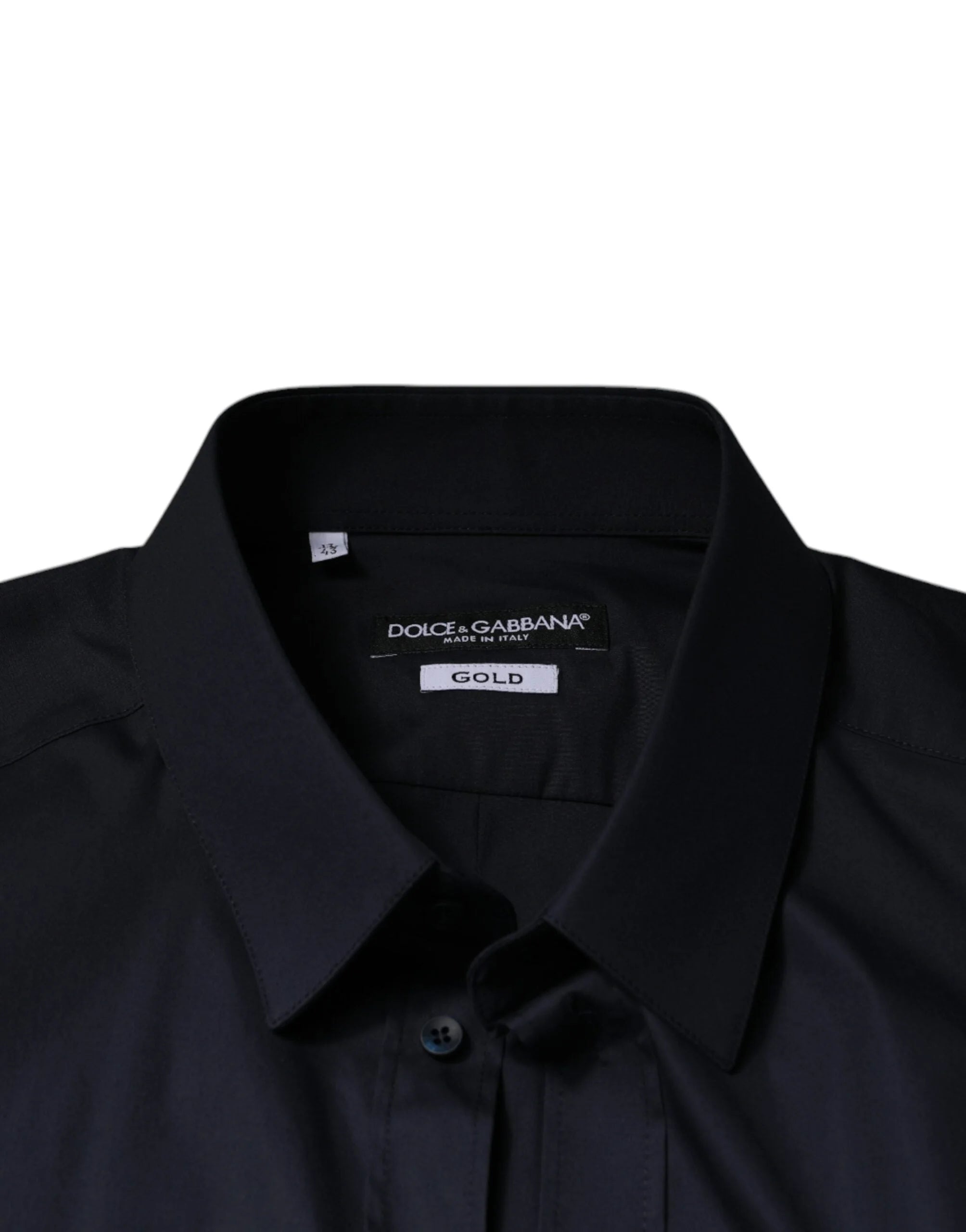 Dolce & Gabbana Black Cotton Blend Formal GOLD Dress Shirt - Shirts