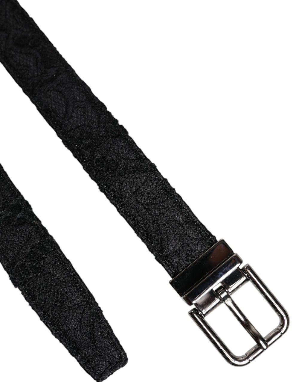 Dolce & Gabbana Black Cotton Blend Silver Metal Buckle Belt - 110 cm / 44 Inches - Belts