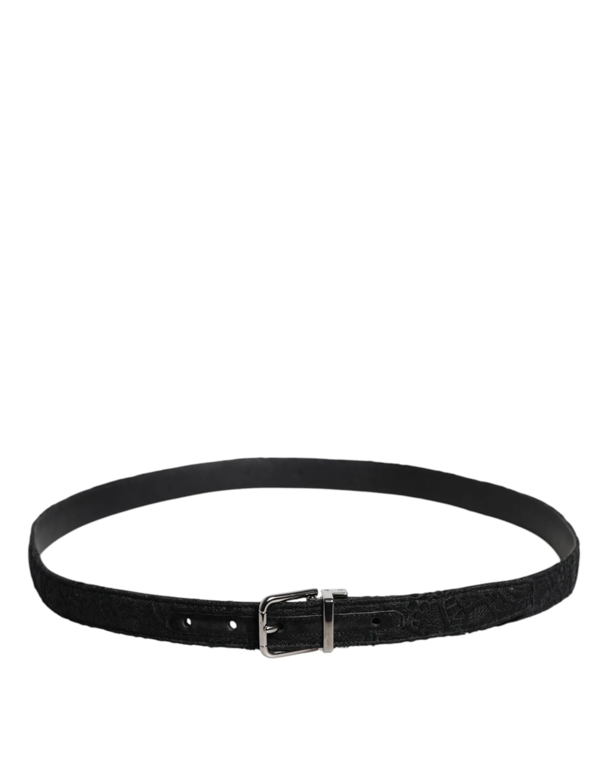 Dolce & Gabbana Black Cotton Blend Silver Metal Buckle Belt - 110 cm / 44 Inches - Belts