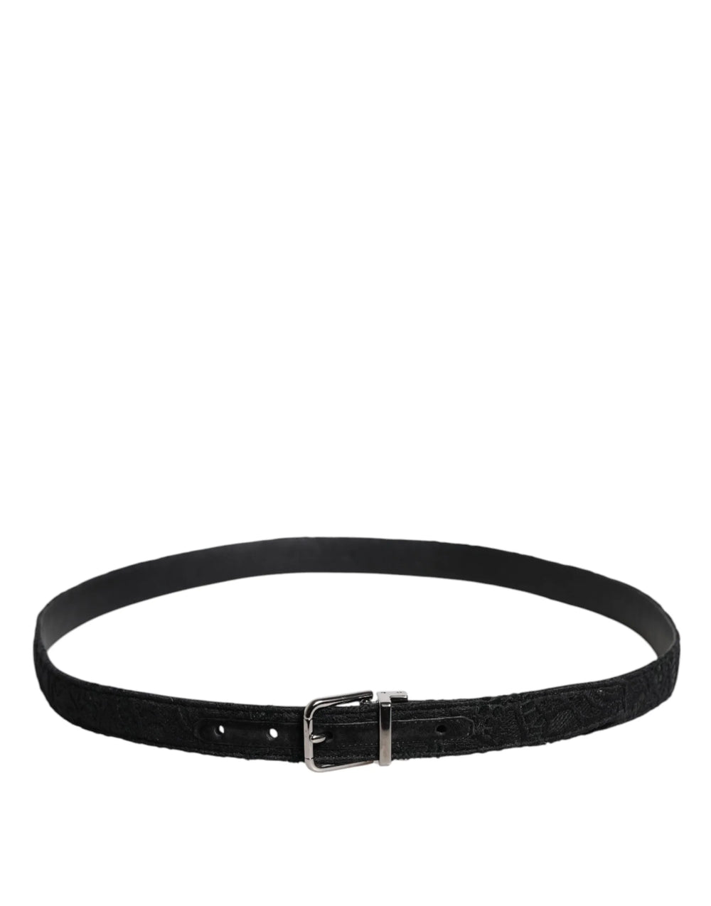 Dolce & Gabbana Black Cotton Blend Silver Metal Buckle Belt - 110 cm / 44 Inches - Belts