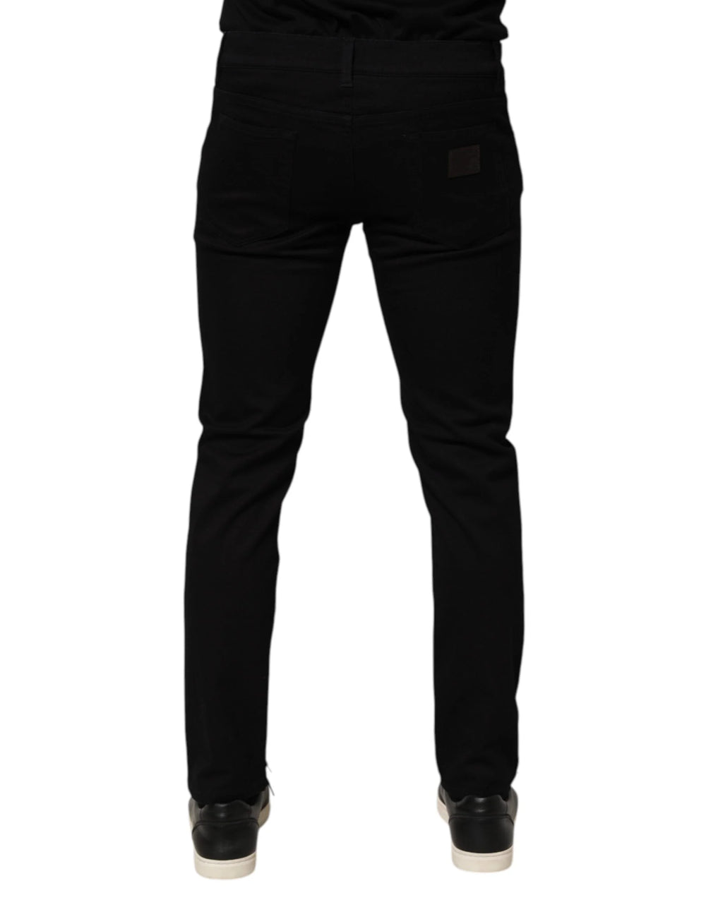 Dolce & Gabbana Black Cotton Blend Skinny Men Trouser Pants - Trousers
