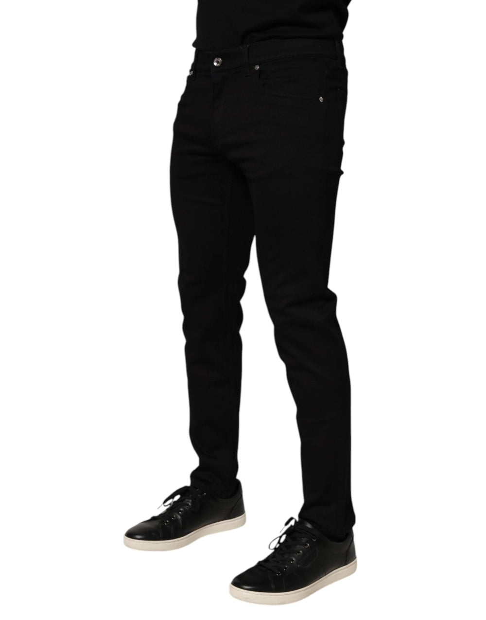 Dolce & Gabbana Black Cotton Blend Skinny Men Trouser Pants - Trousers