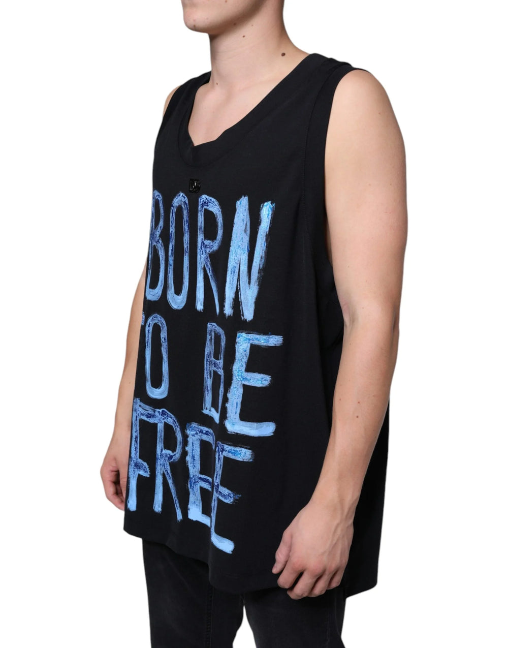 Dolce & Gabbana Black Cotton Born To Be Free Sleeveless T-shirt - IT52 | XL - Tank Tops