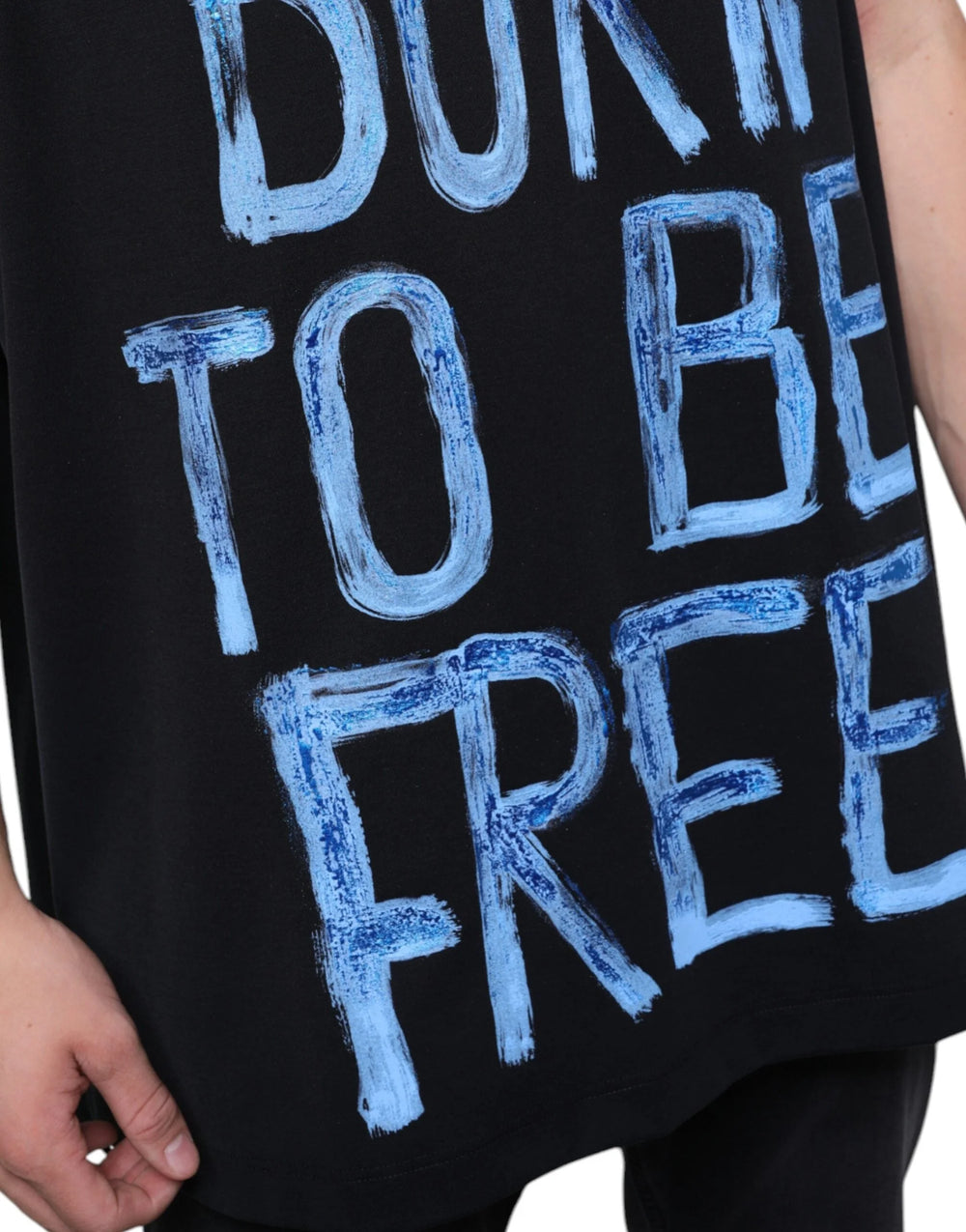 Dolce & Gabbana Black Cotton Born To Be Free Sleeveless T-shirt - IT52 | XL - Tank Tops