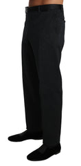 Dolce & Gabbana Black Cotton Brocade Formal Trousers Pants - IT54 | L - Trousers