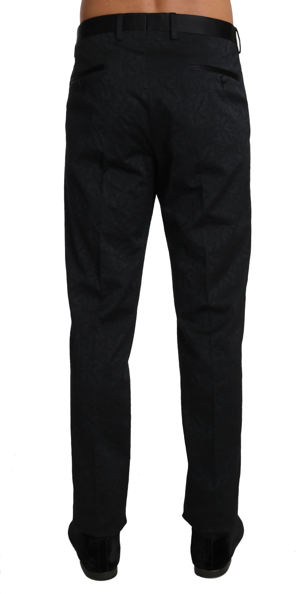 Dolce & Gabbana Black Cotton Brocade Formal Trousers Pants - IT54 | L - Trousers