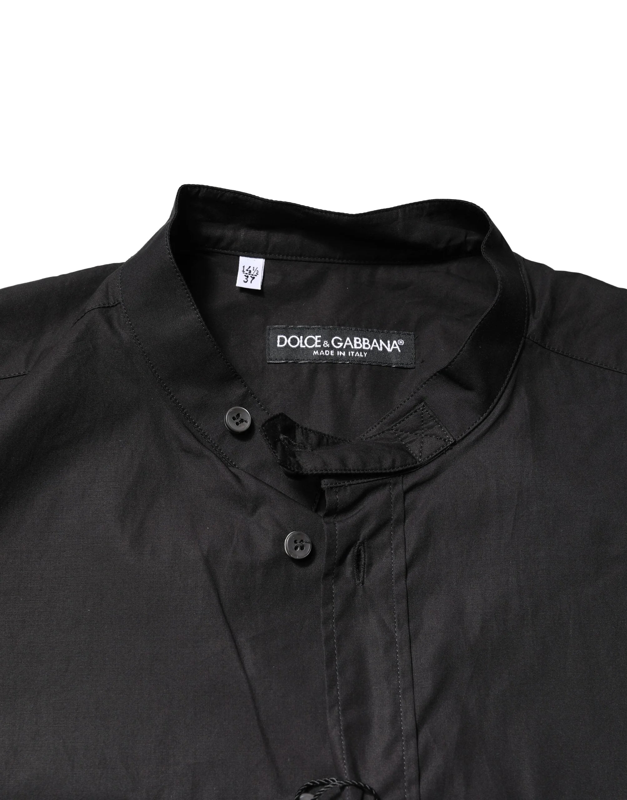 Dolce & Gabbana Black Cotton Button Down Men Casual Shirt - IT37 | XS - Shirts