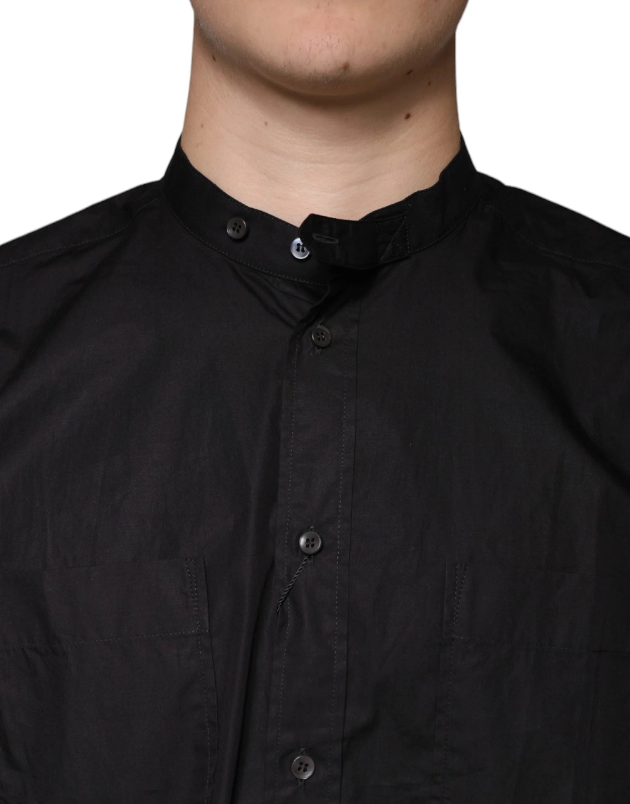 Dolce & Gabbana Black Cotton Button Down Men Casual Shirt - IT38 | XS - Shirts
