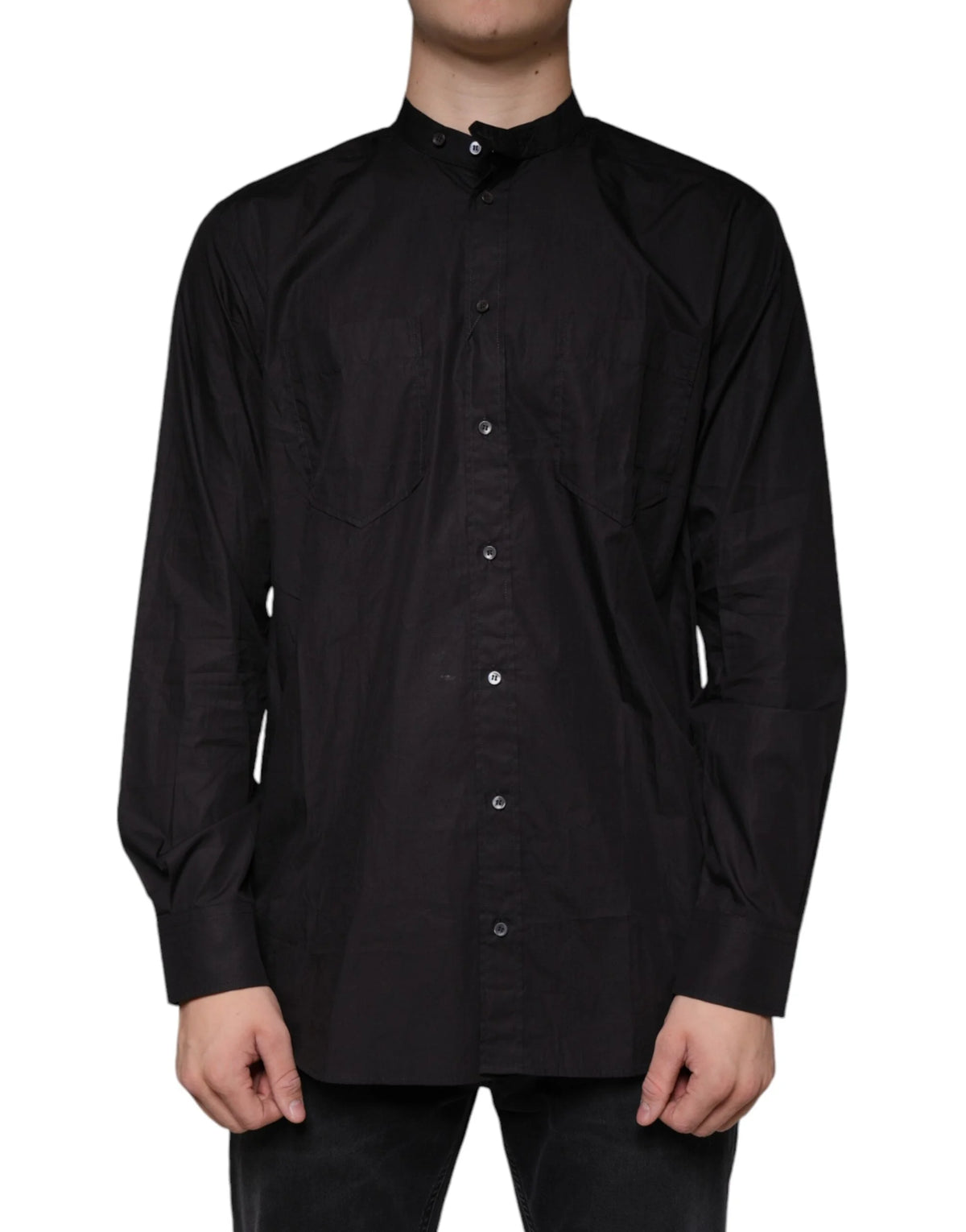 Dolce & Gabbana Black Cotton Button Down Men Casual Shirt - IT38 | XS - Shirts