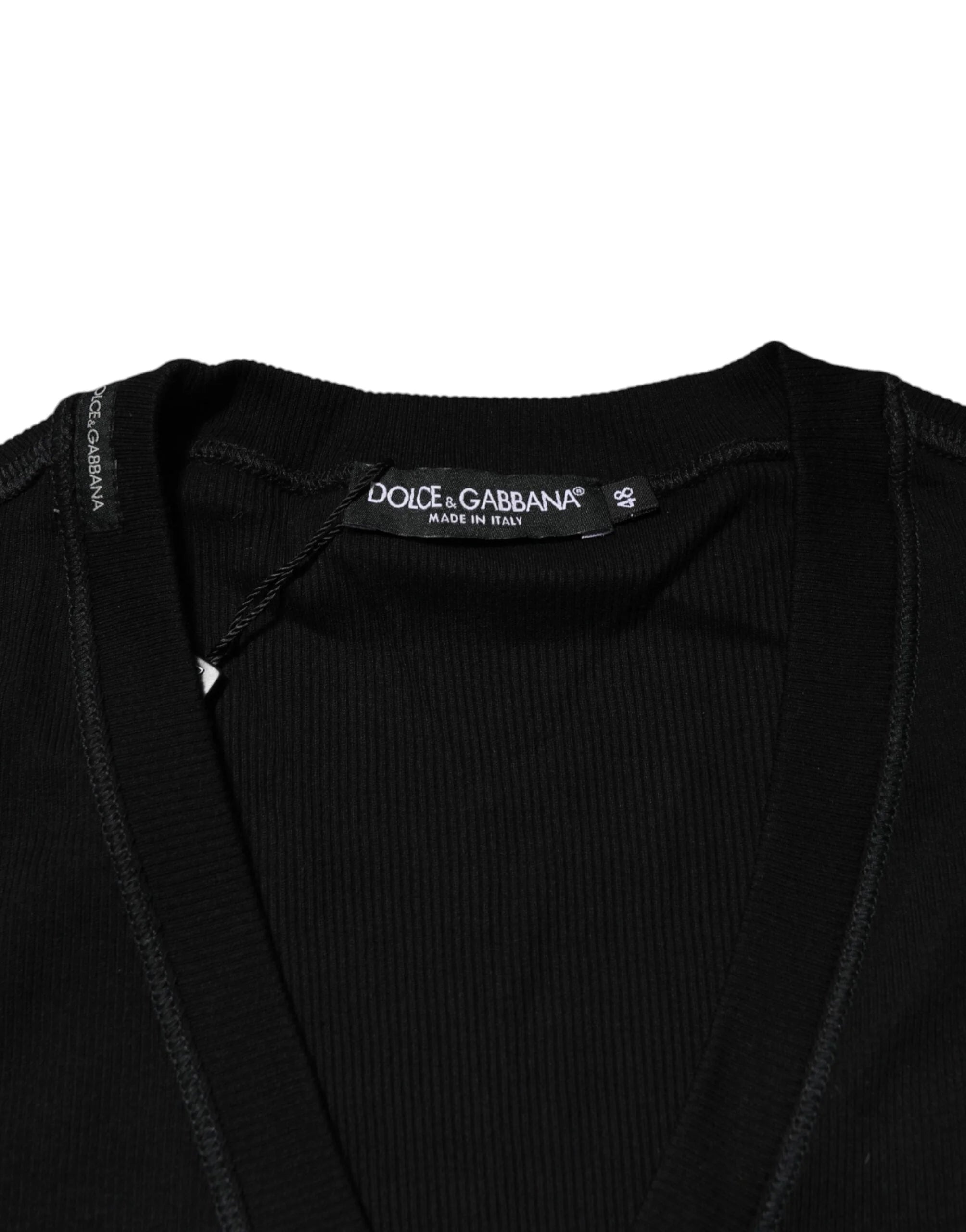 Dolce & Gabbana Black Cotton Button Up Men Cardigan Sweater - M - Cardigans