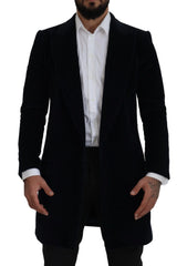 Dolce & Gabbana Black Cotton Cardigan Long Coat Men Jacket - IT46 | S - Sport Jackets