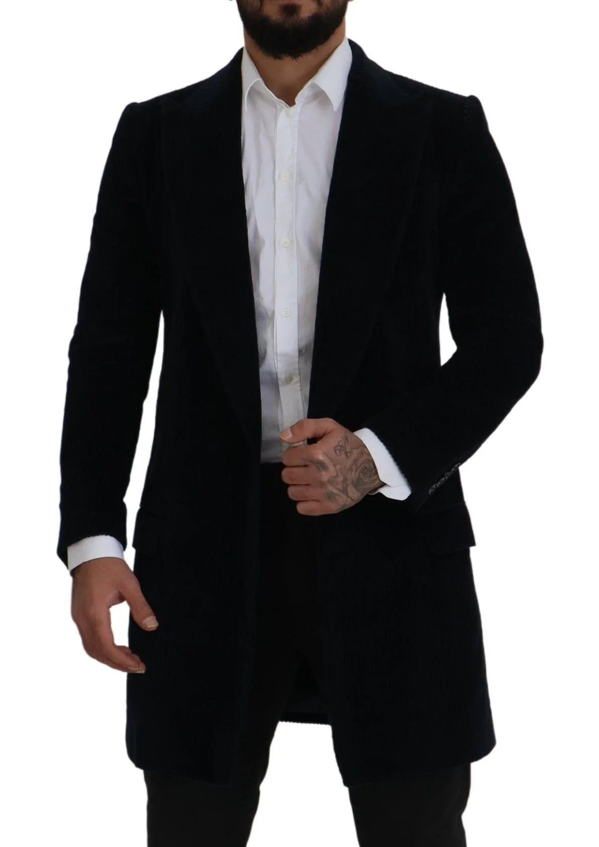 Dolce & Gabbana Black Cotton Cardigan Long Coat Men Jacket - IT46 | S - Sport Jackets