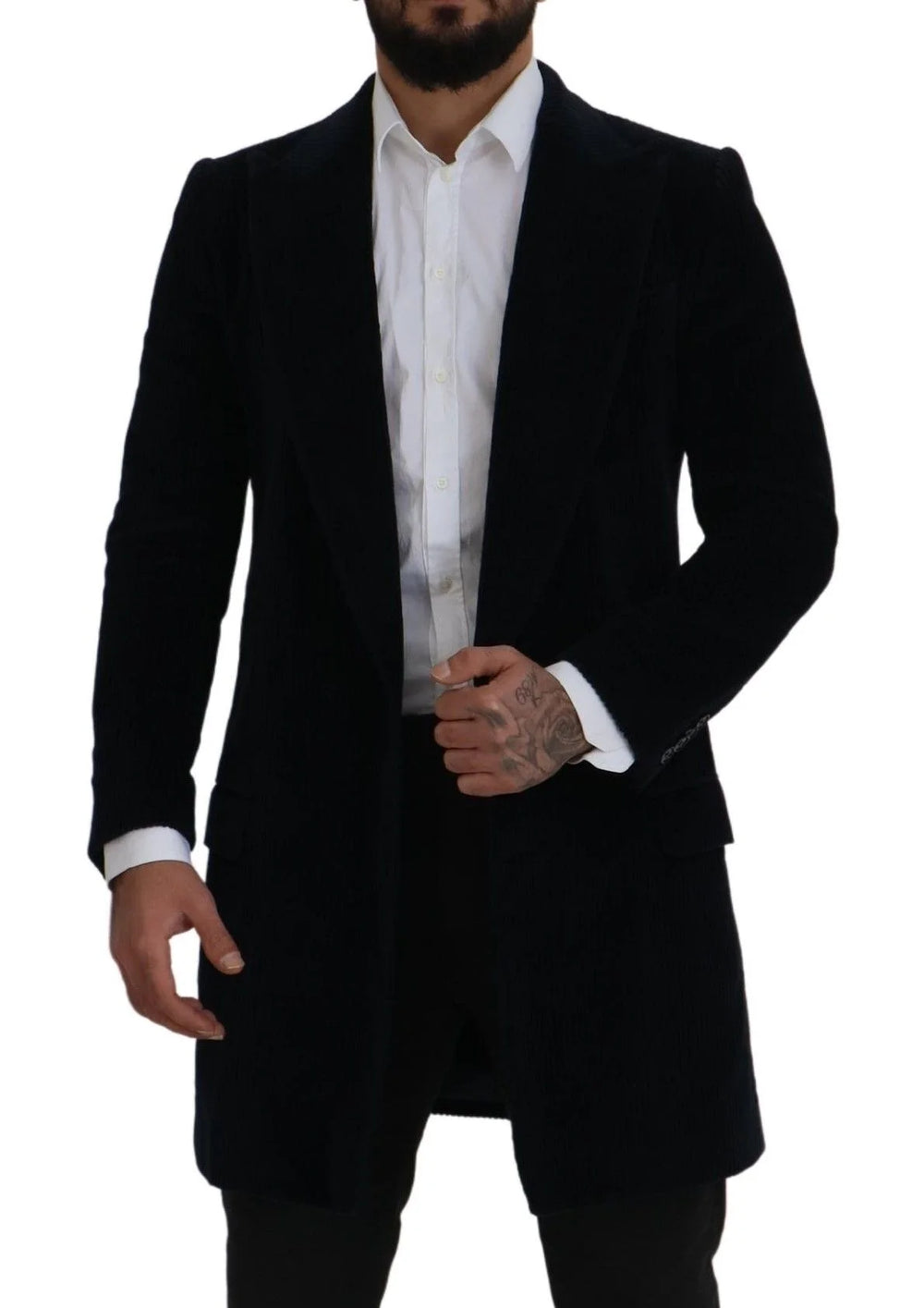 Dolce & Gabbana Black Cotton Cardigan Long Coat Men Jacket - IT46 | S - Sport Jackets