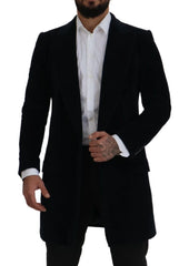 Dolce & Gabbana Black Cotton Cardigan Long Coat Men Jacket - IT46 | S - Sport Jackets
